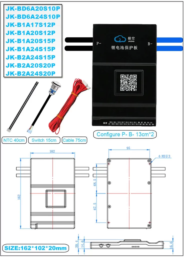 JK Smart Active Balance BMS B2A20S20PR - (8S - 20S) - 200A - LiFePO4 / Li-ion